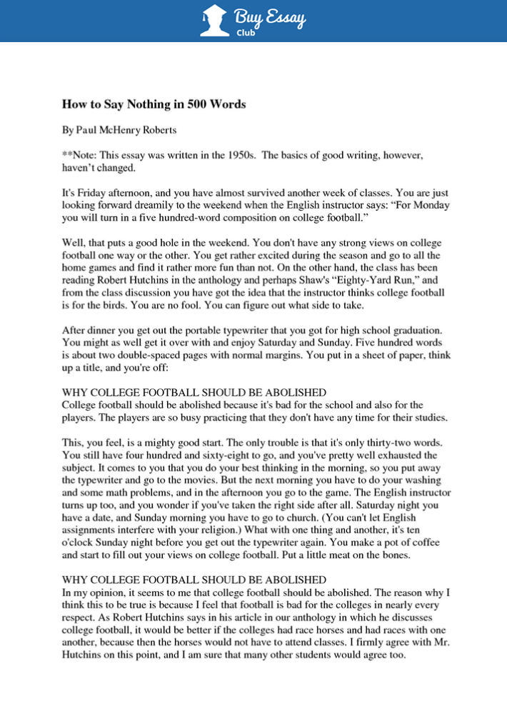 Example Of 500 Word Essay Telegraph