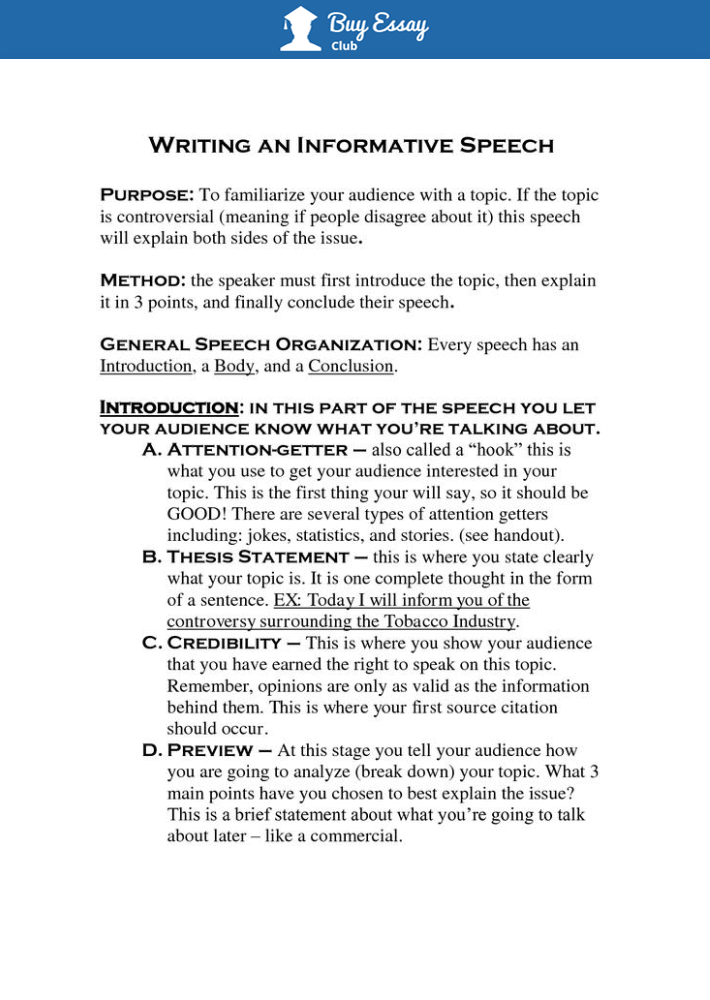 what is speech writing format