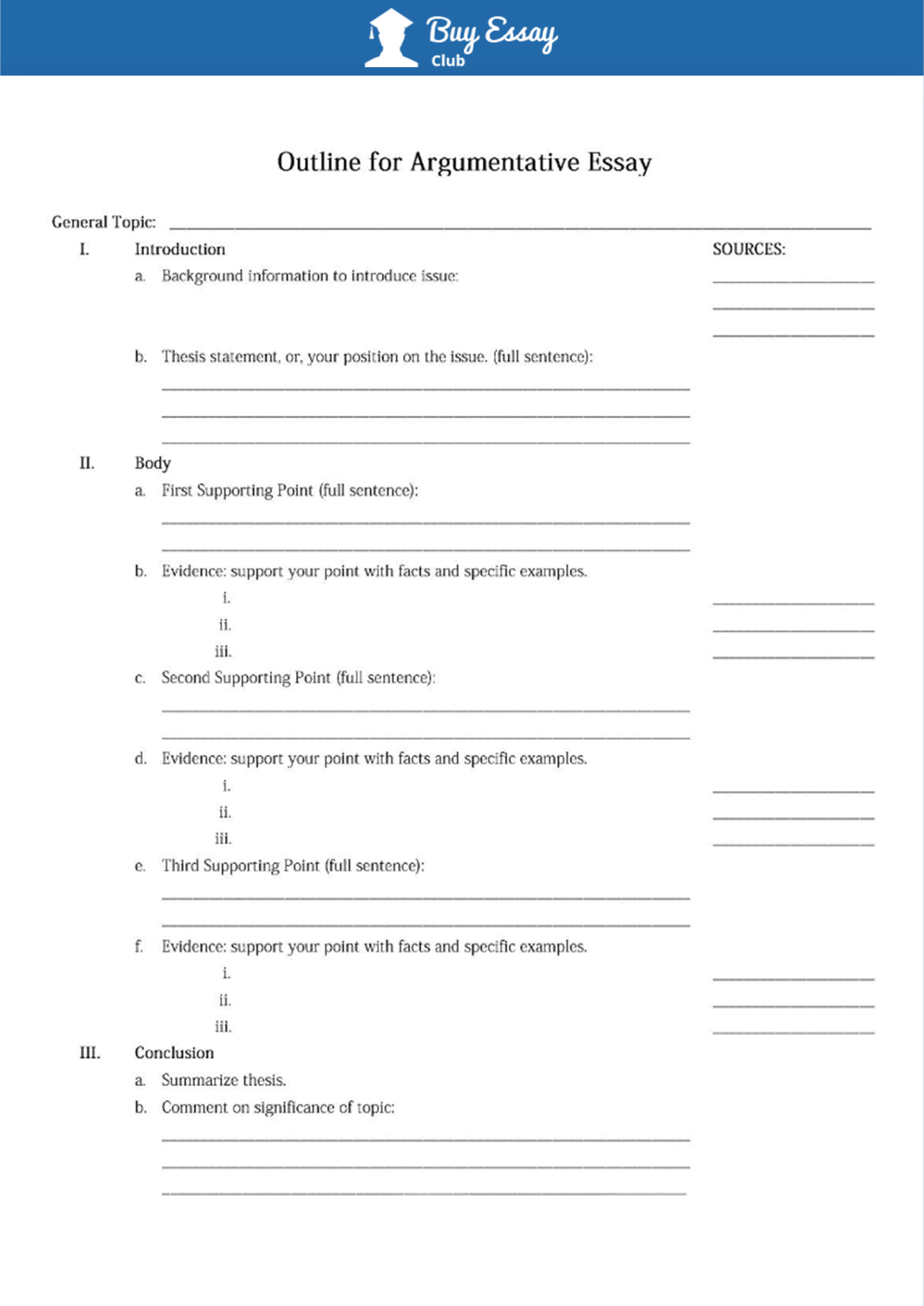 argument analysis essay outline