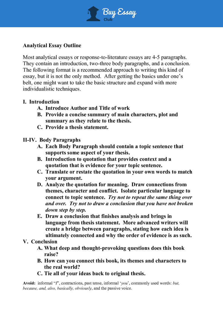 literary analysis essay outline