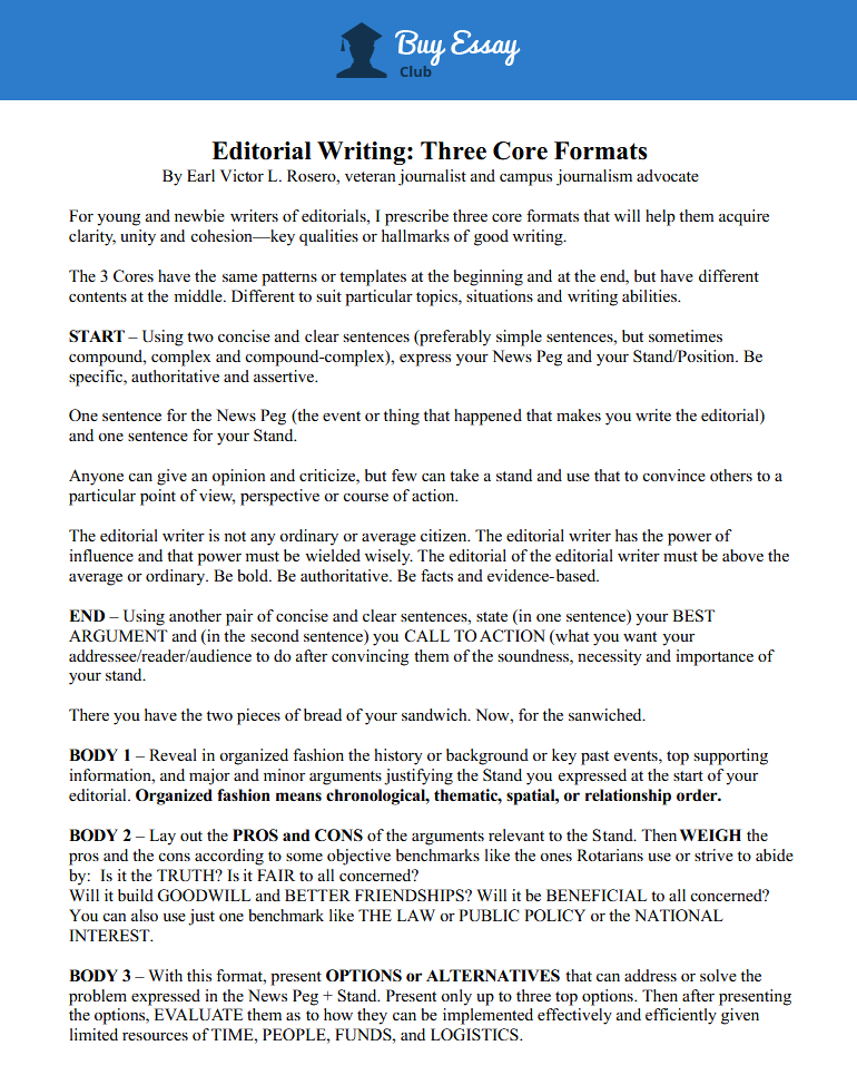 format of an editorial essay