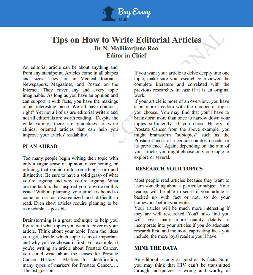 meaning of editorial essay